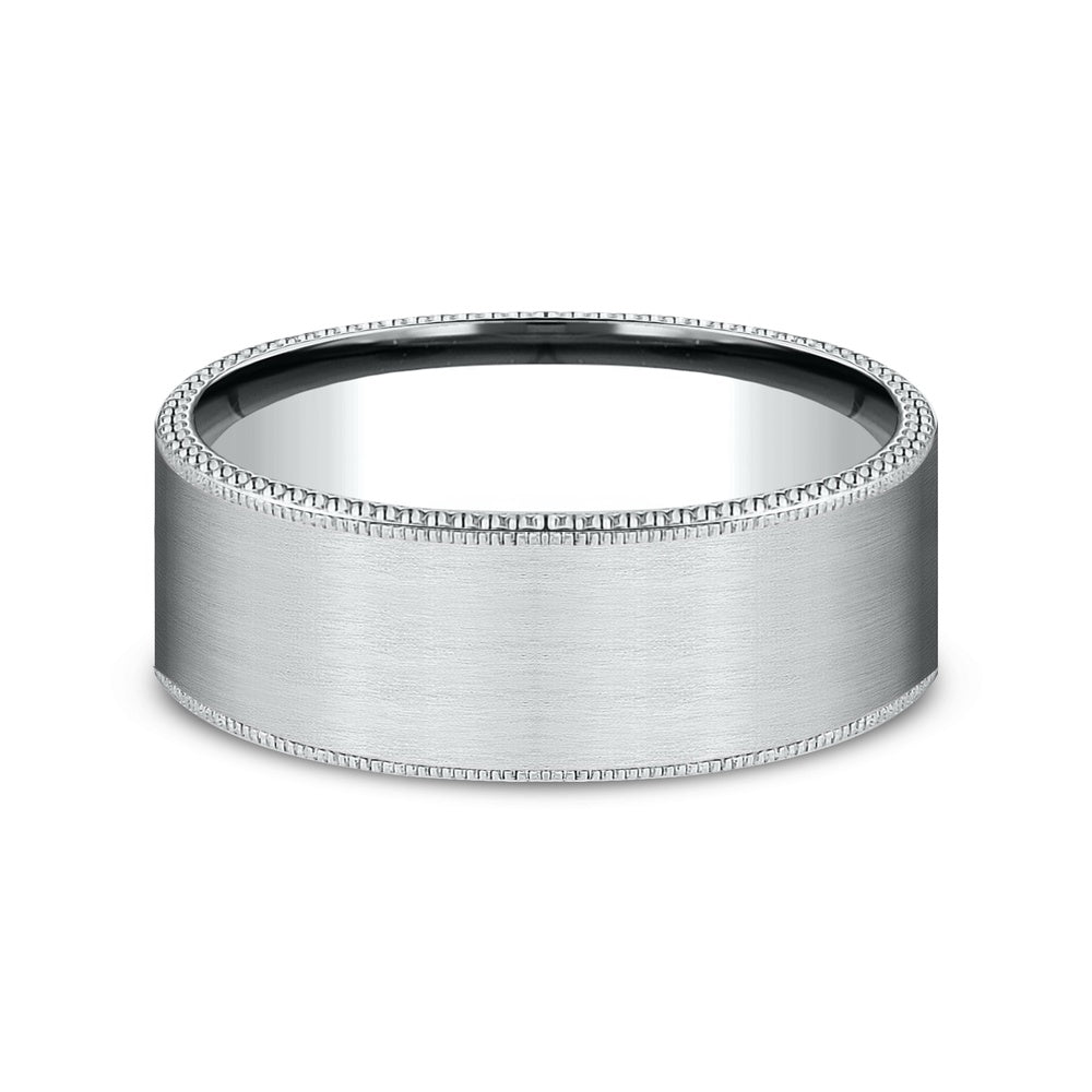 The Bomber Men's Wedding Band in 14K White Gold - 8mm Width by Benchmark