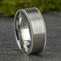 The Bomber Men's Wedding Band in 14K White Gold - 8mm Width by Benchmark