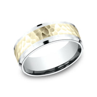 The Borland Men's Wedding Band in 14K White and Yellow Gold - 8mm Width by Benchmark