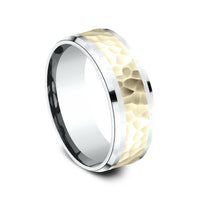The Borland Men's Wedding Band in 14K White and Yellow Gold - 8mm Width by Benchmark