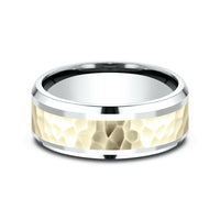 The Borland Men's Wedding Band in 14K White and Yellow Gold - 8mm Width by Benchmark