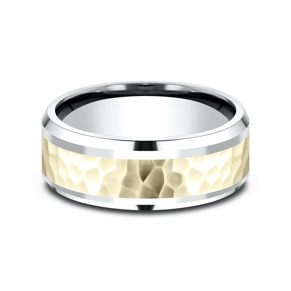 The Borland Men's Wedding Band in 14K White and Yellow Gold - 8mm Width by Benchmark