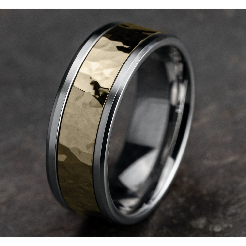 The Borland Men's Wedding Band in 14K White and Yellow Gold - 8mm Width by Benchmark