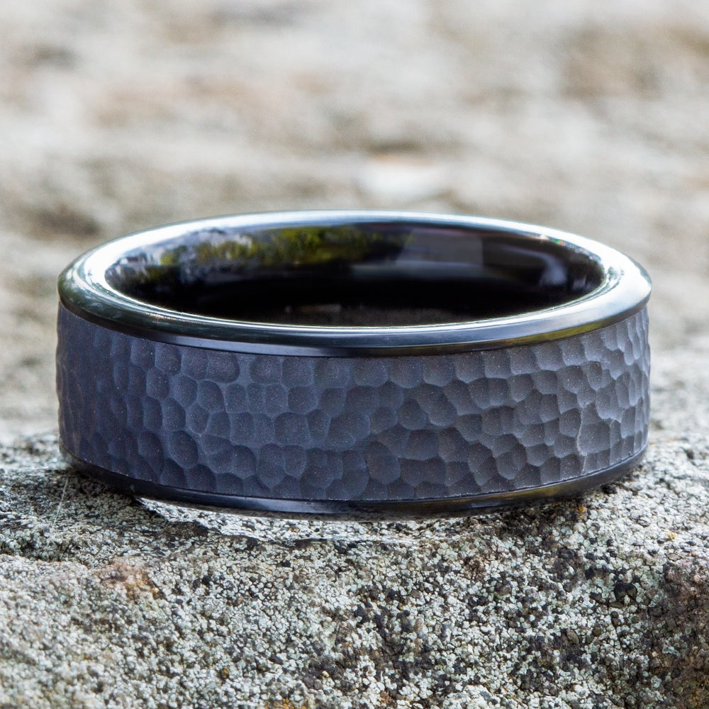 The Borland Men's Wedding Band in Black Titanium - 8mm Width by Forge
