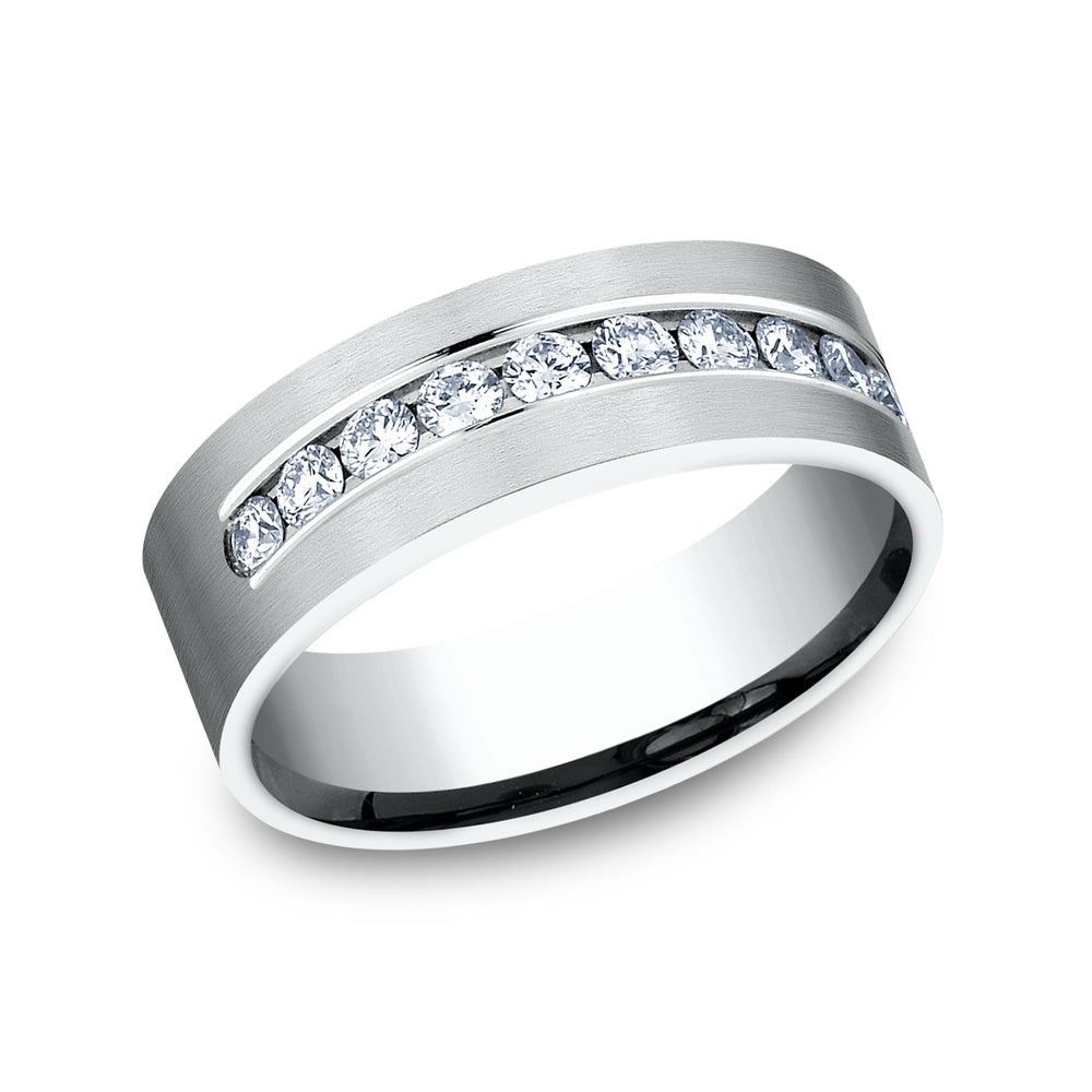 The Boss Men's Wedding Band in 14K White Gold - 8mm Width by Benchmark