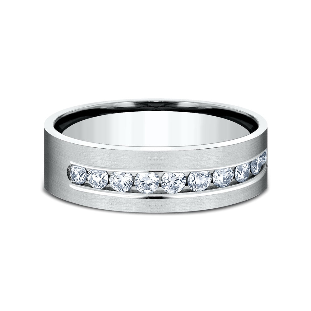 The Boss Men's Wedding Band in 14K White Gold - 8mm Width by Benchmark