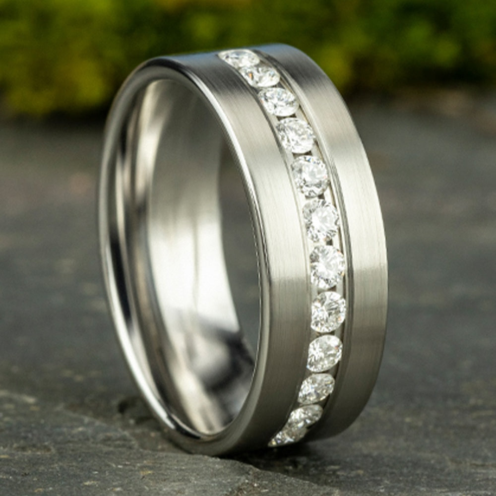 The Boss Men's Wedding Band in 14K White Gold - 8mm Width by Benchmark