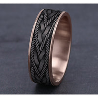 The Braid Men's Wedding Band in 14K Rose Gold and Grey Tantalum - 7.5mm Width by Ammara Stone