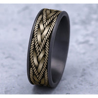 The Braid Men's Wedding Band in Grey Tantalum and 14K Yellow Gold - 7.5mm Width by Ammara Stone