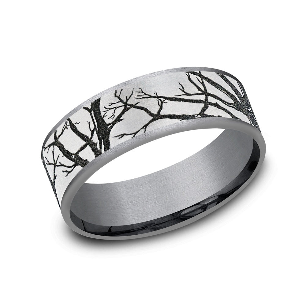 The Branch Men's Wedding Band in Grey Tantalum and Grey/Black Titanium - 7.5mm Width by Brook and Branch