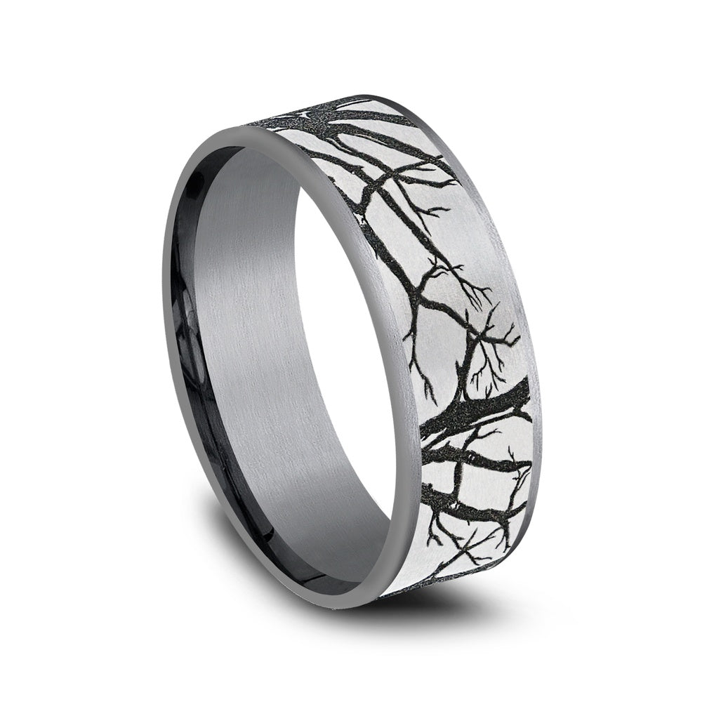 The Branch Men's Wedding Band in Grey Tantalum and Grey/Black Titanium - 7.5mm Width by Brook and Branch