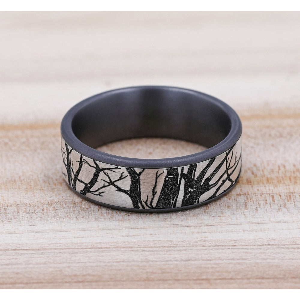 The Branch Men's Wedding Band in Grey Tantalum and Grey/Black Titanium - 7.5mm Width by Brook and Branch