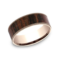 The Briarwood Men's Wedding Band in 14K Rose Gold and Wood - 7.5mm Width by Brook and Branch