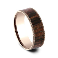 The Briarwood Men's Wedding Band in 14K Rose Gold and Wood - 7.5mm Width by Brook and Branch