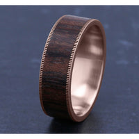 The Briarwood Men's Wedding Band in 14K Rose Gold and Wood - 7.5mm Width by Brook and Branch