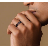 The Briarwood Men's Wedding Band in 14K Rose Gold and Wood - 7.5mm Width by Brook and Branch