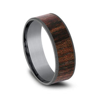 The Briarwood Men's Wedding Band in Grey Tantalum and Wood - 7.5mm Width by Tantalum