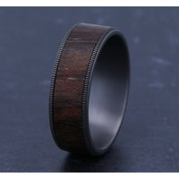 The Briarwood Men's Wedding Band in Grey Tantalum and Wood - 7.5mm Width by Tantalum