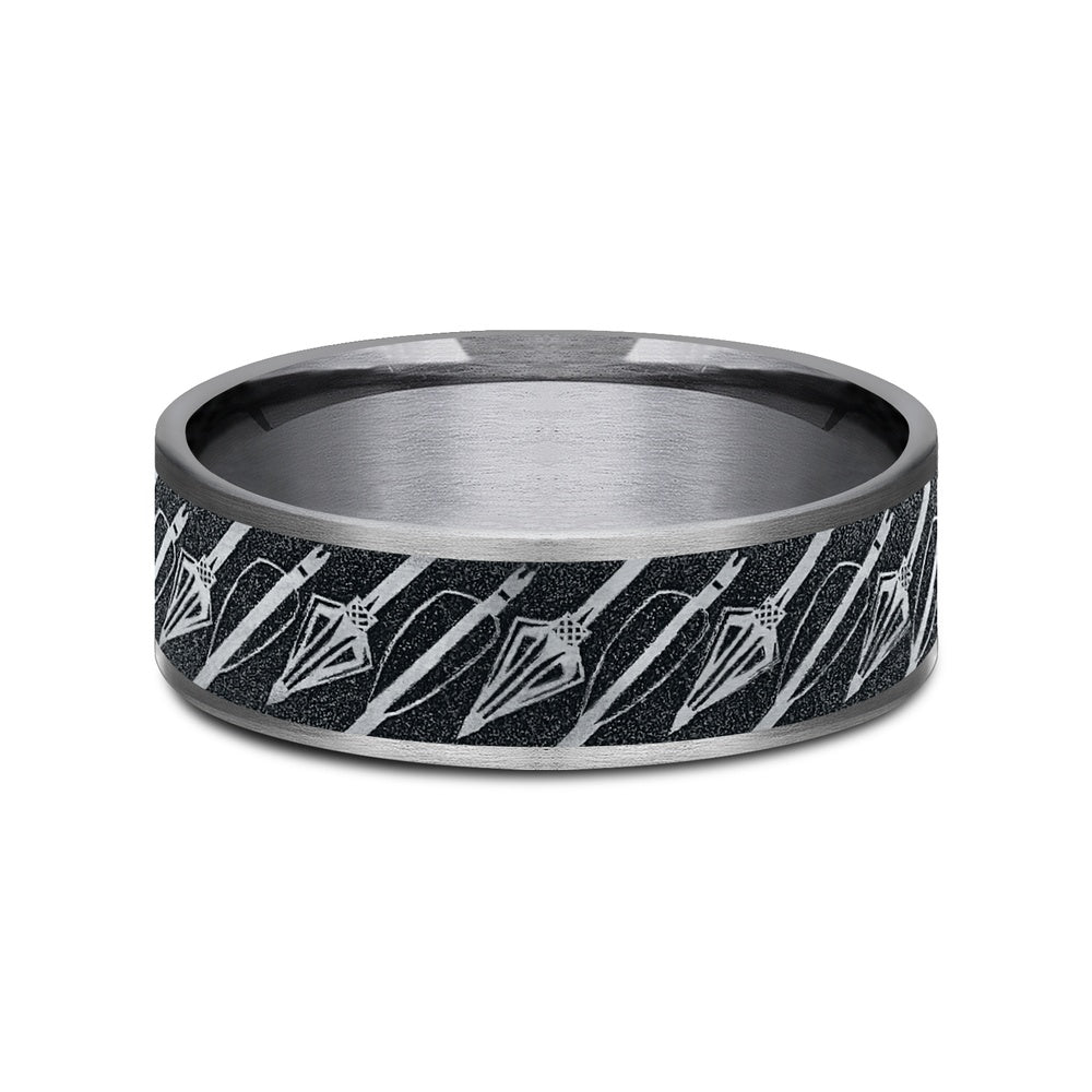The Broadhead Men's Wedding Band in Grey Tantalum and Grey/Black Titanium - 7.5mm Width by Brook and Branch