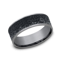 The Brook Trout Men's Wedding Band in Grey Tantalum and Grey/Black Titanium - 7.5mm Width by Brook and Branch