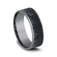 The Brook Trout Men's Wedding Band in Grey Tantalum and Grey/Black Titanium - 7.5mm Width by Brook and Branch