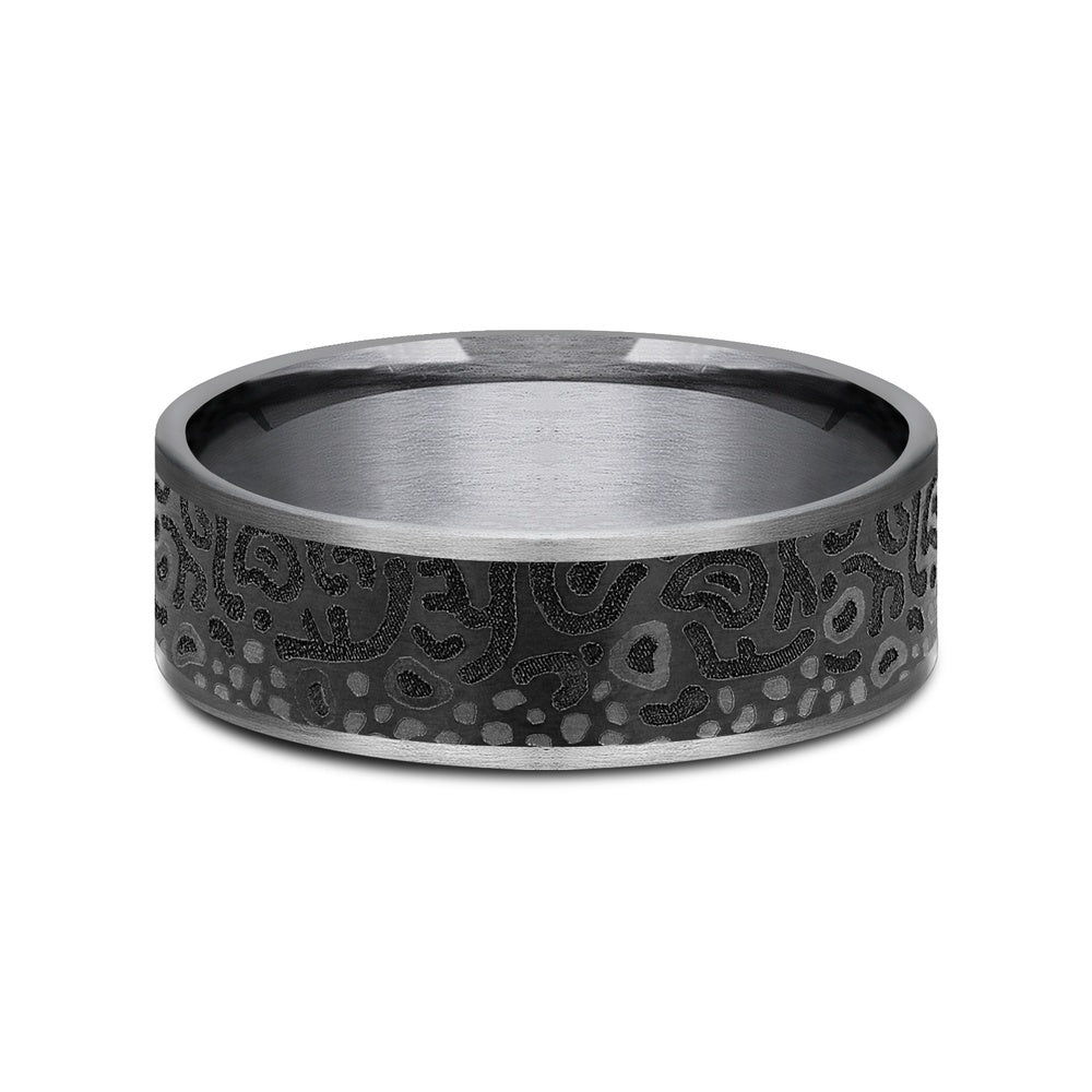 The Brook Trout Men's Wedding Band in Grey Tantalum and Grey/Black Titanium - 7.5mm Width by Brook and Branch