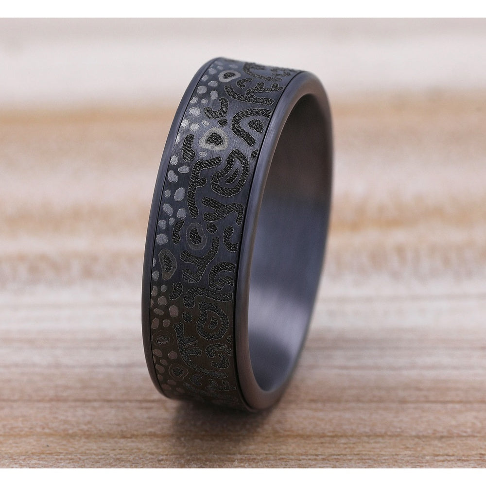 The Brook Trout Men's Wedding Band in Grey Tantalum and Grey/Black Titanium - 7.5mm Width by Brook and Branch