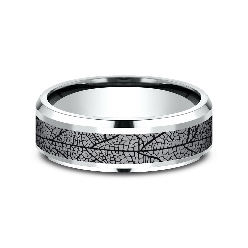 The Bryce Men's Wedding Band in 14K White Gold and Grey Tantalum - 7mm Width by Ammara Stone