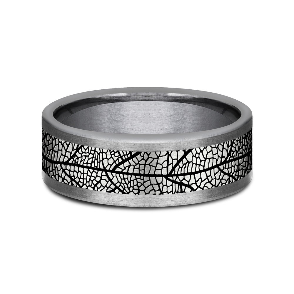 The Bryce Men's Wedding Band in Grey Tantalum and Grey/Black Titanium - 8mm Width by Tantalum