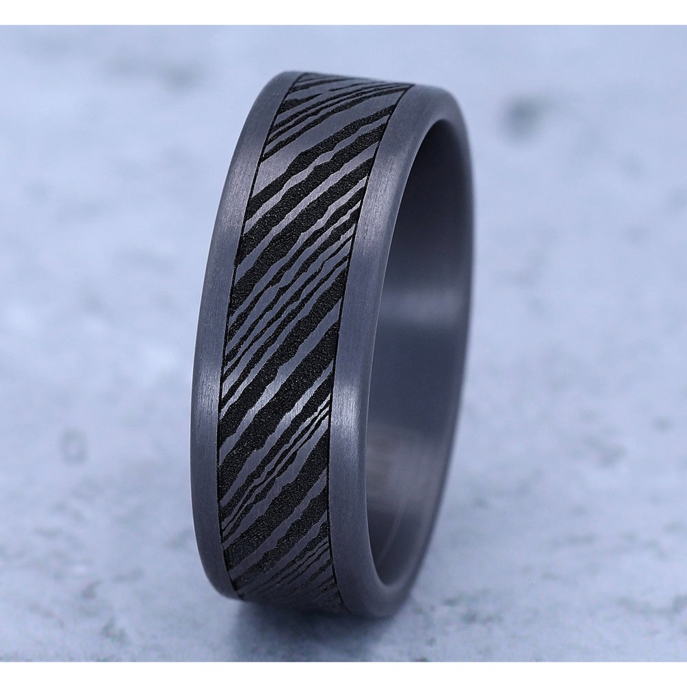 The Buck Men's Wedding Band in Grey Tantalum - 8mm Width by Tantalum