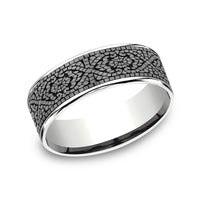 The Burano Men's Wedding Band in 14K White Gold and Grey Tantalum - 7.5mm Width by Ammara Stone