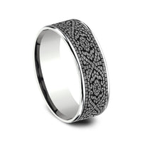 The Burano Men's Wedding Band in 14K White Gold and Grey Tantalum - 7.5mm Width by Ammara Stone