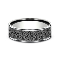 The Burano Men's Wedding Band in 14K White Gold and Grey Tantalum - 7.5mm Width by Ammara Stone