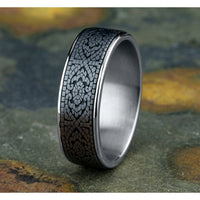 The Burano Men's Wedding Band in 14K White Gold and Grey Tantalum - 7.5mm Width by Ammara Stone