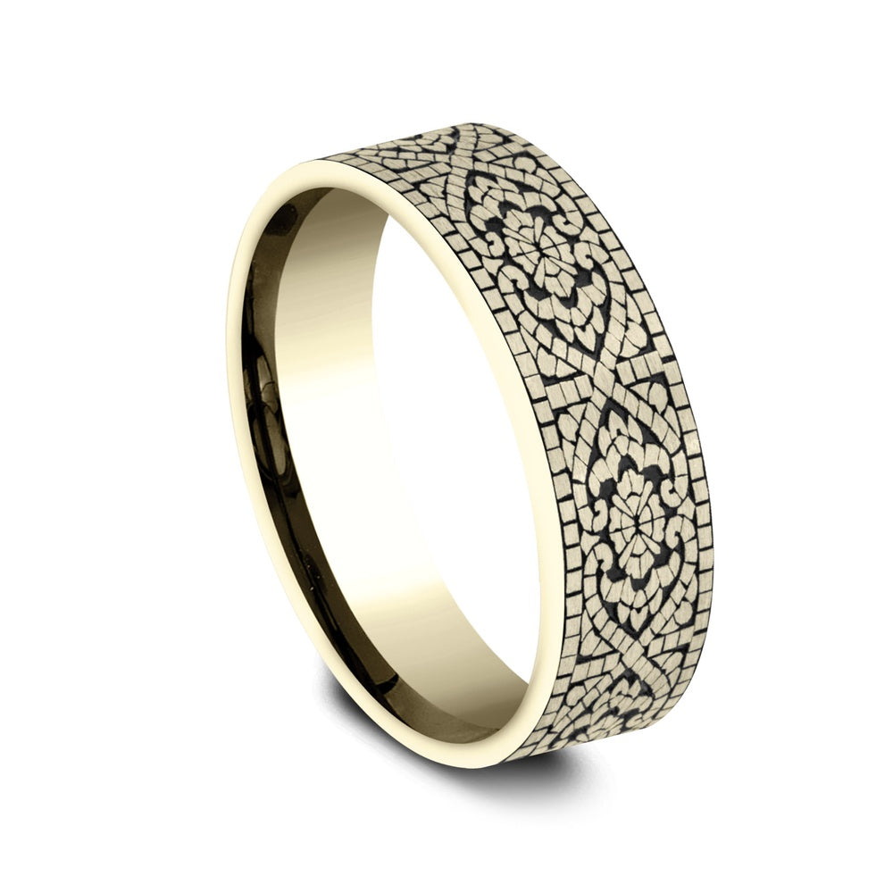 The Burano Men's Wedding Band in 14K Yellow Gold - 7mm Width by Benchmark