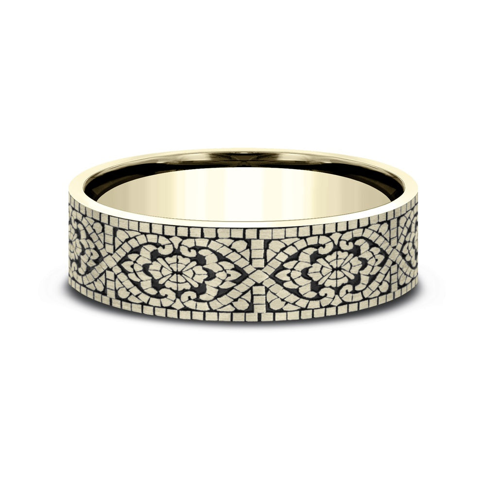 The Burano Men's Wedding Band in 14K Yellow Gold - 7mm Width by Benchmark