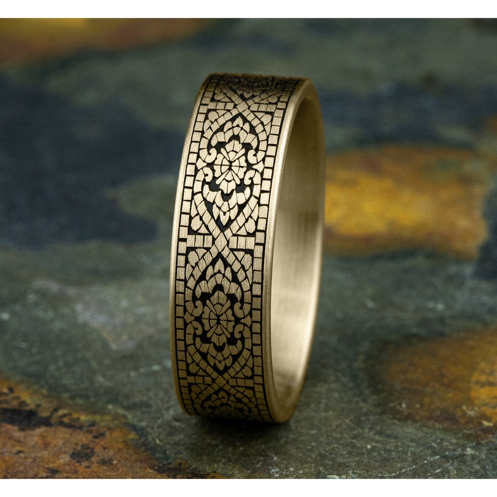 The Burano Men's Wedding Band in 14K Yellow Gold - 7mm Width by Benchmark