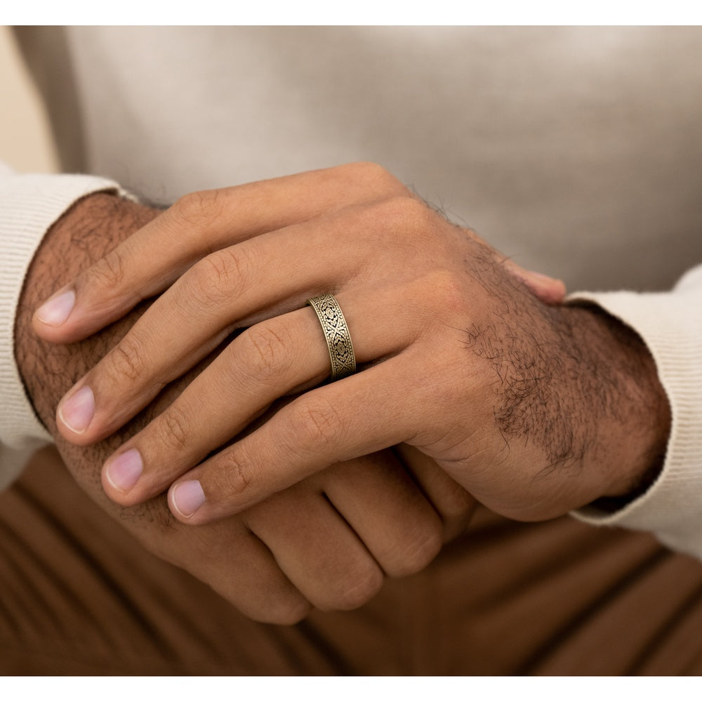 The Burano Men's Wedding Band in 14K Yellow Gold - 7mm Width by Benchmark