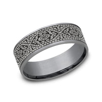 The Burano Men's Wedding Band in Grey Tantalum and Grey/Black Titanium - 7.5mm Width by Tantalum