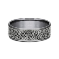 The Burano Men's Wedding Band in Grey Tantalum and Grey/Black Titanium - 7.5mm Width by Tantalum