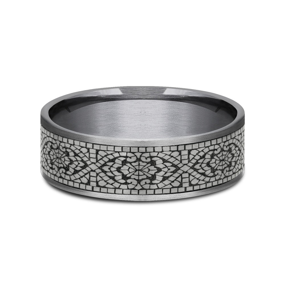 The Burano Men's Wedding Band in Grey Tantalum and Grey/Black Titanium - 7.5mm Width by Tantalum