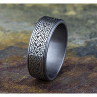 The Burano Men's Wedding Band in Grey Tantalum and Grey/Black Titanium - 7.5mm Width by Tantalum