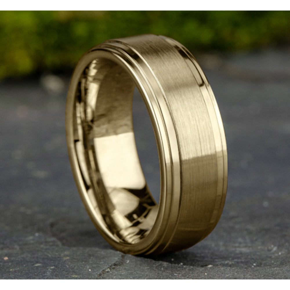 The Cadet Men's Wedding Band in 14K Yellow Gold - 8mm Width by Benchmark