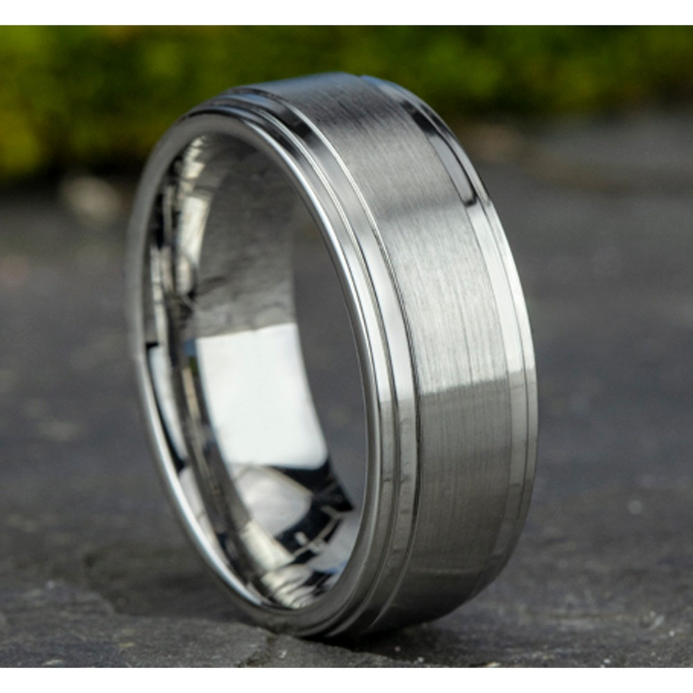The Cadet Men's Wedding Band in White Cobalt - 8mm Width by Forge