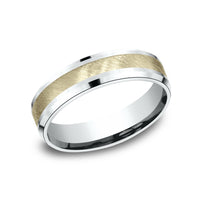 The Caesar Men's Wedding Band in 14K White and Yellow Gold - 6mm Width by Benchmark