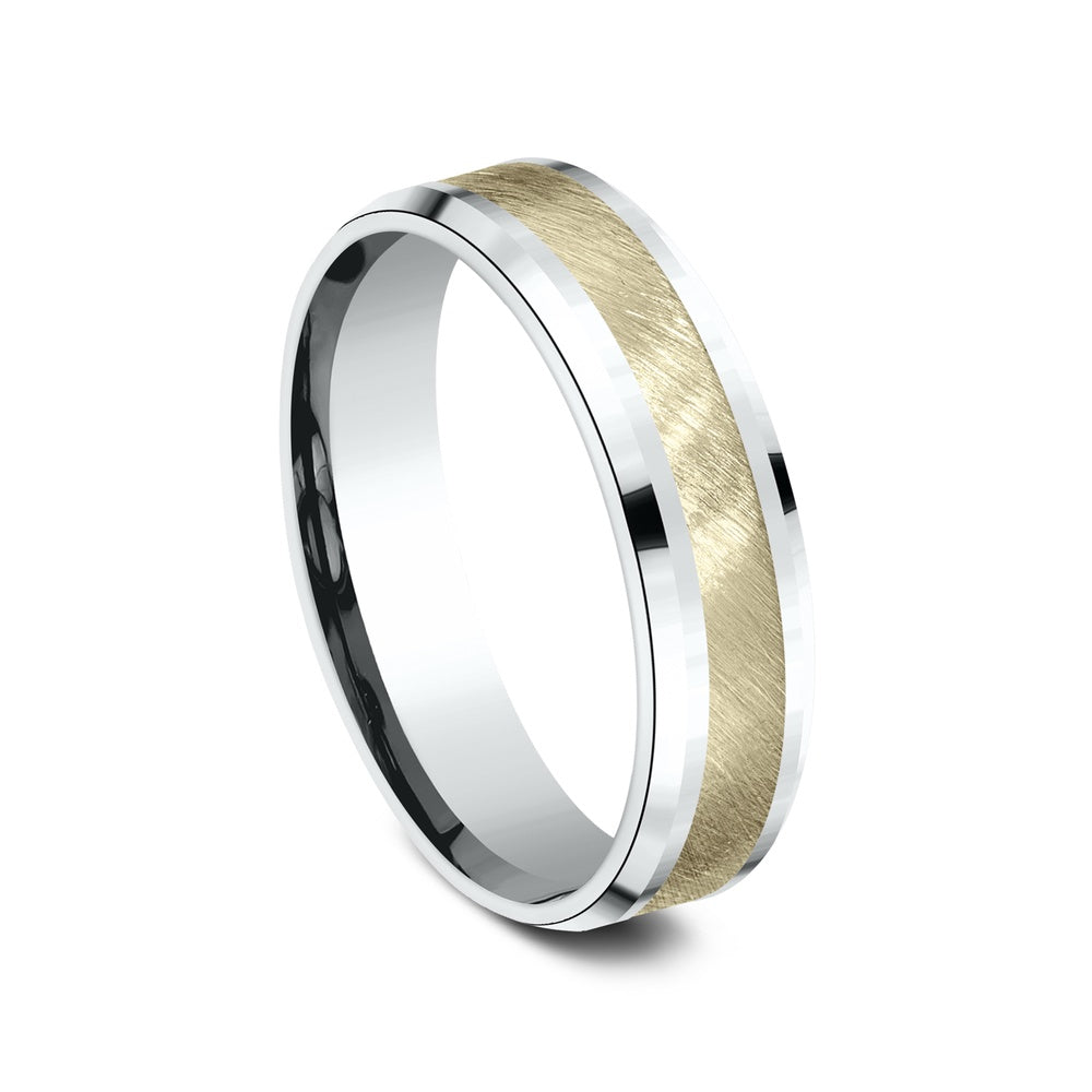 The Caesar Men's Wedding Band in 14K White and Yellow Gold - 6mm Width by Benchmark