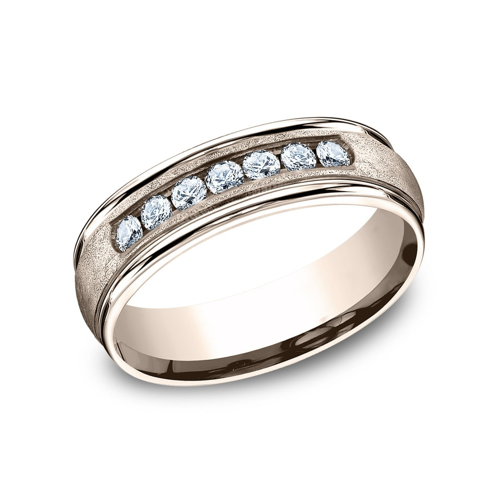 The Cambridge Men's Wedding Band in 14K Rose Gold - 6.5mm Width by Benchmark