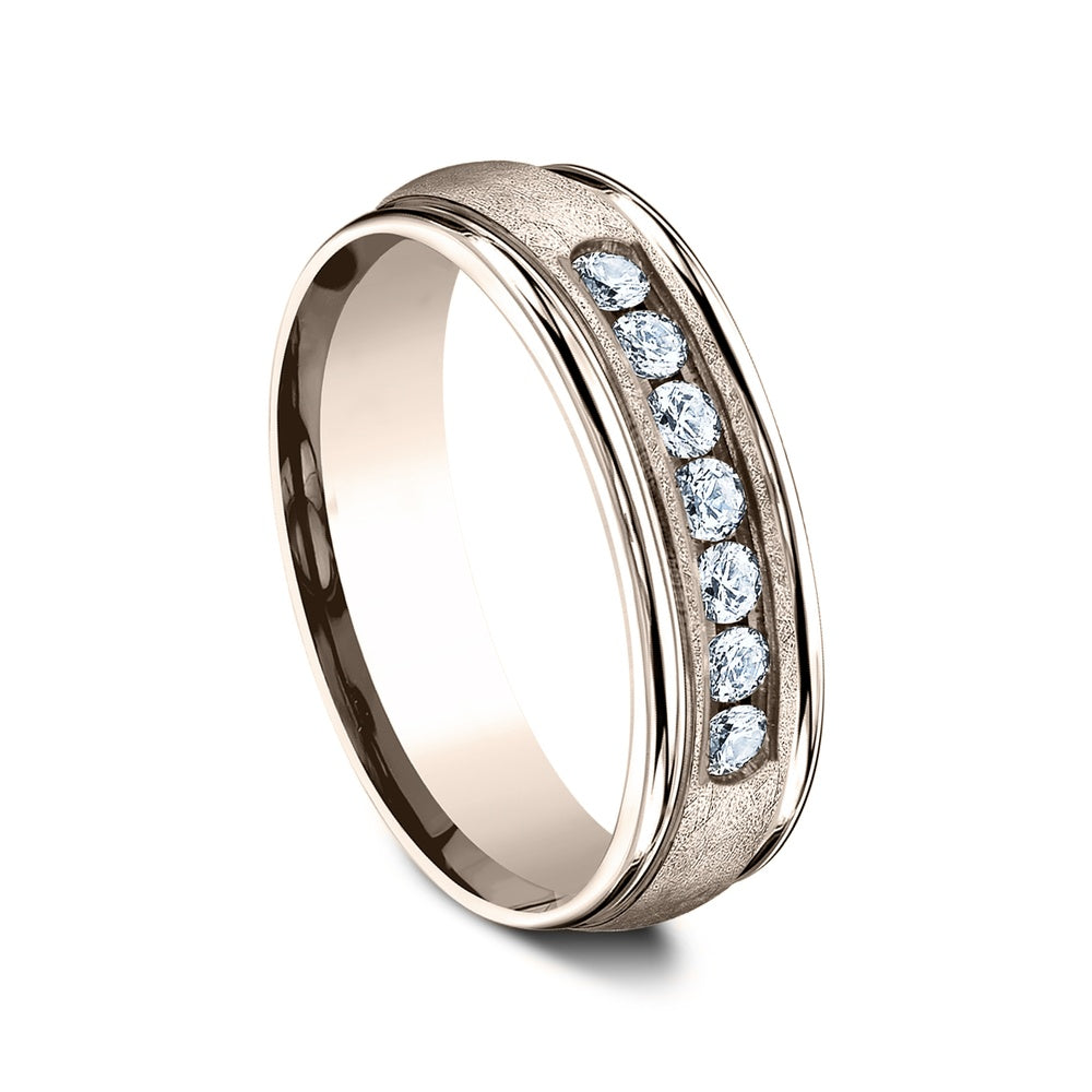 The Cambridge Men's Wedding Band in 14K Rose Gold - 6.5mm Width by Benchmark
