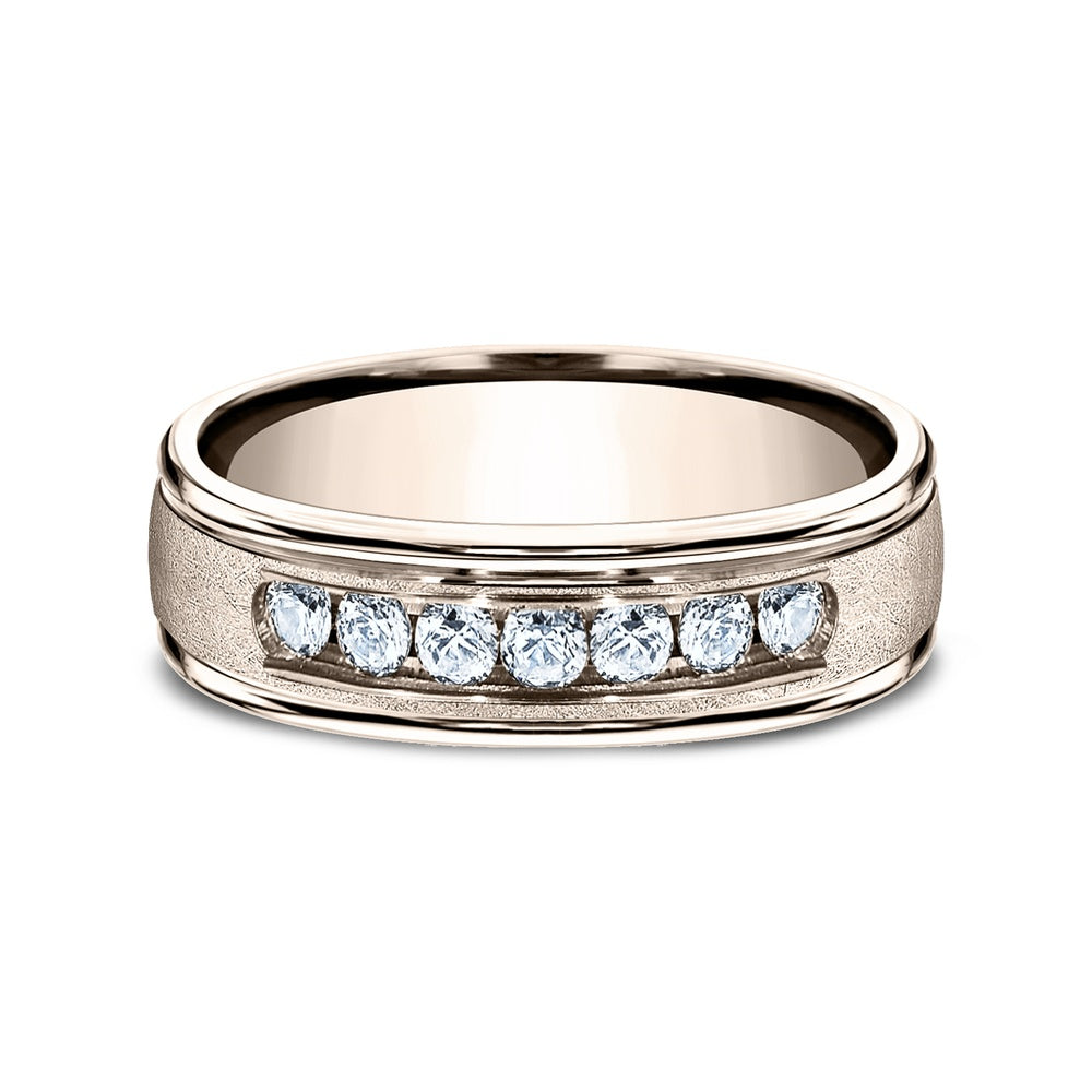 The Cambridge Men's Wedding Band in 14K Rose Gold - 6.5mm Width by Benchmark