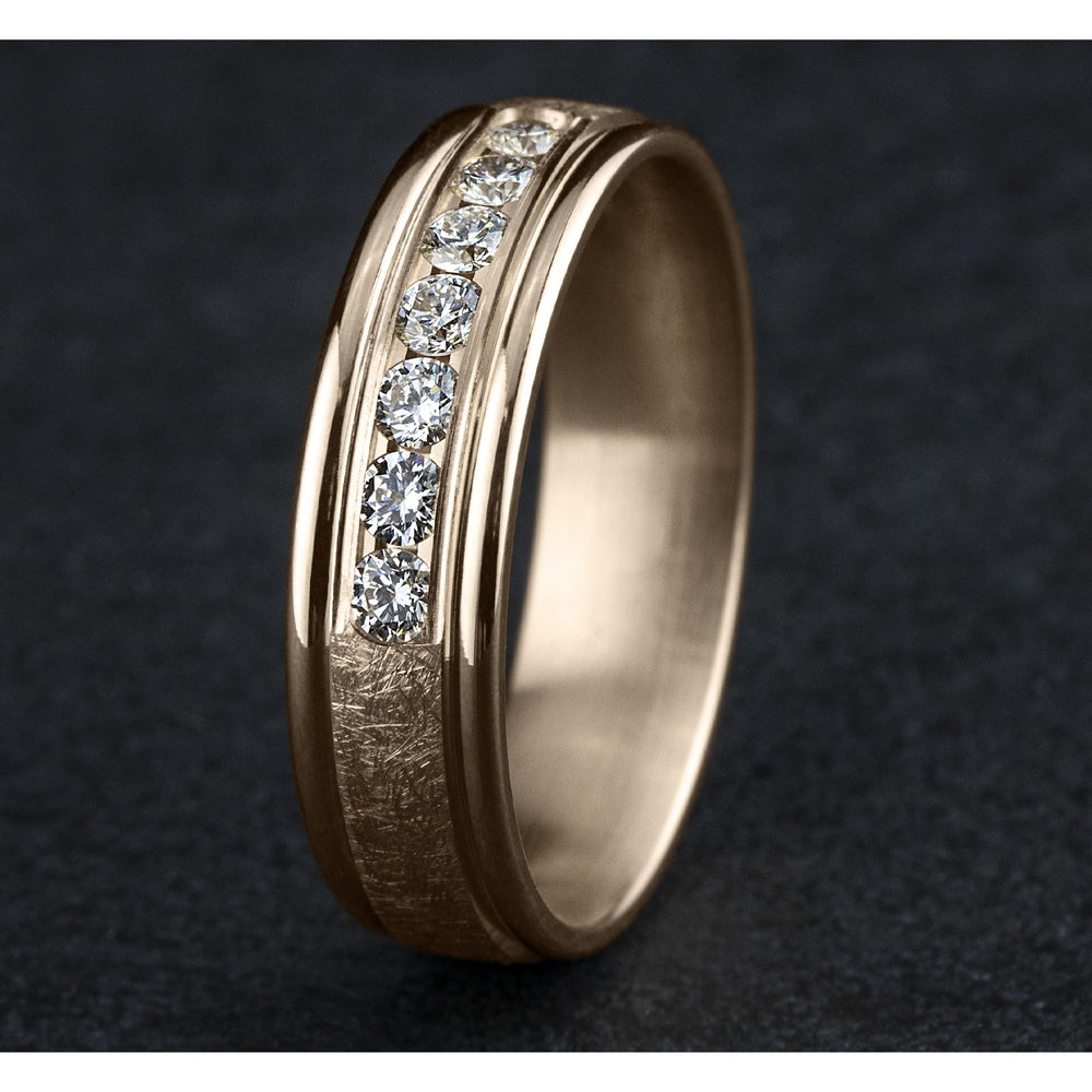 The Cambridge Men's Wedding Band in 14K Rose Gold - 6.5mm Width by Benchmark